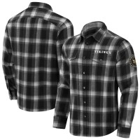 Minnesota Vikings Darius Rucker Collection by Fanatics Black Flannel Plaid Full-Snap Shirt