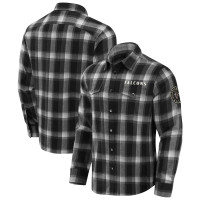 Atlanta Falcons Darius Rucker Collection by Fanatics Black Flannel Plaid Full-Snap Shirt