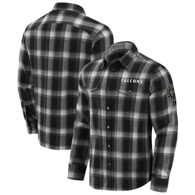 Atlanta Falcons Darius Rucker Collection by Fanatics Black Flannel Plaid Full-Snap Shirt