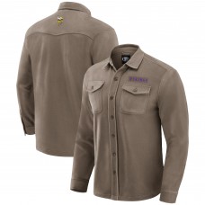 Minnesota Vikings Darius Rucker Collection by Fanatics Tan Polar Fleece Cozy Button-Up Shirt
