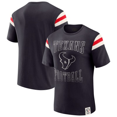 Футболка Houston Texans Darius Rucker Collection by Fanatics Navy Football Stripe Sleeve
