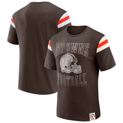 Футболка Cleveland Browns Darius Rucker Collection by Fanatics Brown Football Stripe Sleeve