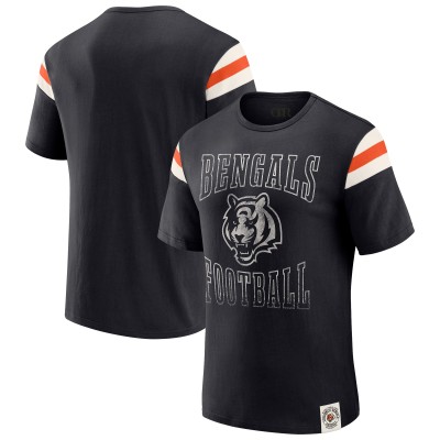 Cincinnati Bengals Darius Rucker Collection by Fanatics Black Football Stripe Sleeve T-Shirt