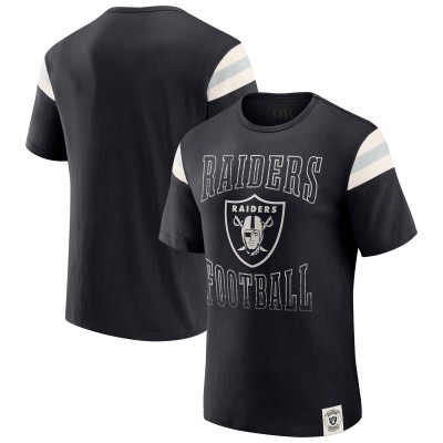 Las Vegas Raiders Darius Rucker Collection by Fanatics Black Football Stripe Sleeve T-Shirt