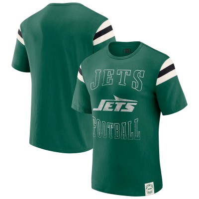 New York Jets Darius Rucker Collection by Fanatics Green Football Stripe Sleeve T-Shirt