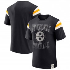 Футболка Pittsburgh Steelers Darius Rucker Collection by Fanatics Black Football Stripe Sleeve