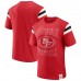 San Francisco 49ers Darius Rucker Collection by Fanatics Scarlet Football Stripe Sleeve T-Shirt
