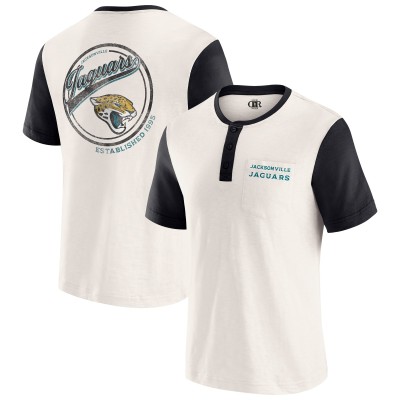 Jacksonville Jaguars Darius Rucker Collection by Fanatics Cream Henley Colorblock Slub Pocket T-Shirt