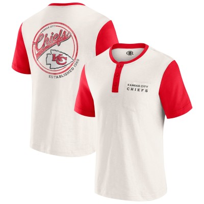 Kansas City Chiefs Darius Rucker Collection by Fanatics Cream Henley Colorblock Slub Pocket T-Shirt