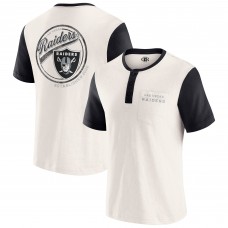 Las Vegas Raiders Darius Rucker Collection by Fanatics Cream Henley Colorblock Slub Pocket T-Shirt