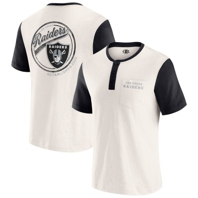 Las Vegas Raiders Darius Rucker Collection by Fanatics Cream Henley Colorblock Slub Pocket T-Shirt
