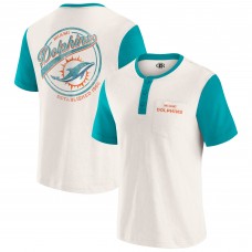 Футболка Miami Dolphins Darius Rucker Collection by Fanatics Cream Henley Colorblock Slub Pocket