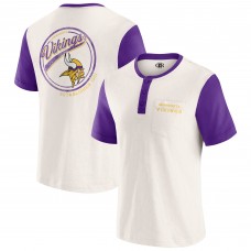 Minnesota Vikings Darius Rucker Collection by Fanatics Cream Henley Colorblock Slub Pocket T-Shirt