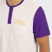 Minnesota Vikings Darius Rucker Collection by Fanatics Cream Henley Colorblock Slub Pocket T-Shirt
