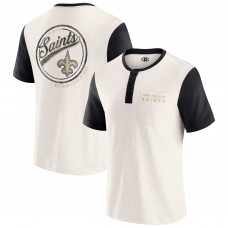 Футболка New Orleans Saints Darius Rucker Collection by Fanatics Cream Henley Colorblock Slub Pocket