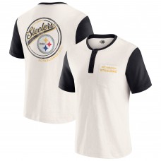 Футболка Pittsburgh Steelers Darius Rucker Collection by Fanatics Cream Henley Colorblock Slub Pocket