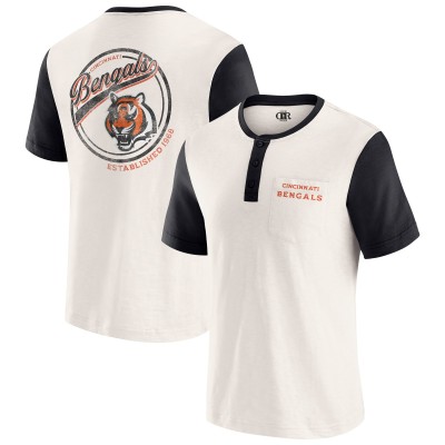 Cincinnati Bengals Darius Rucker Collection by Fanatics Cream Henley Colorblock Slub Pocket T-Shirt