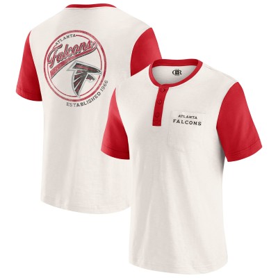 Футболка Atlanta Falcons Darius Rucker Collection by Fanatics Cream Henley Colorblock Slub Pocket