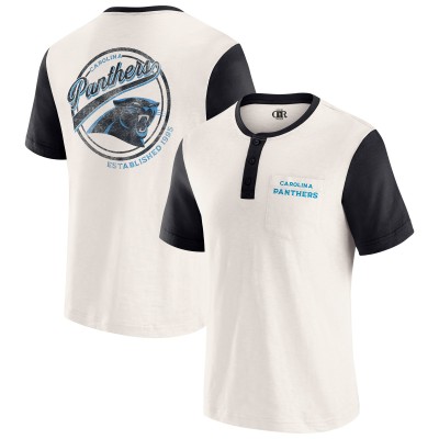 Футболка Carolina Panthers Darius Rucker Collection by Fanatics Cream Henley Colorblock Slub Pocket