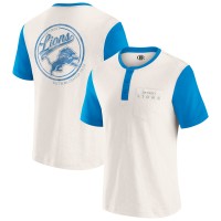 Футболка Detroit Lions Darius Rucker Collection by Fanatics Cream Henley Colorblock Slub Pocket