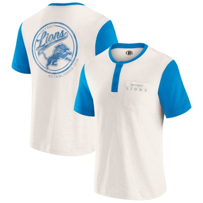 Футболка Detroit Lions Darius Rucker Collection by Fanatics Cream Henley Colorblock Slub Pocket