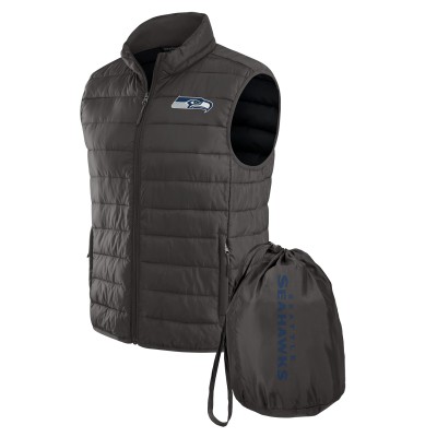 Seattle Seahawks NFL x Darius Rucker Collection by Fanatics Gray Packable Full-Zip Vest with Travel Bag