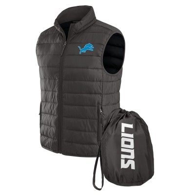 Detroit Lions NFL x Darius Rucker Collection by Fanatics Charcoal Packable Full-Zip Vest with Travel Bag