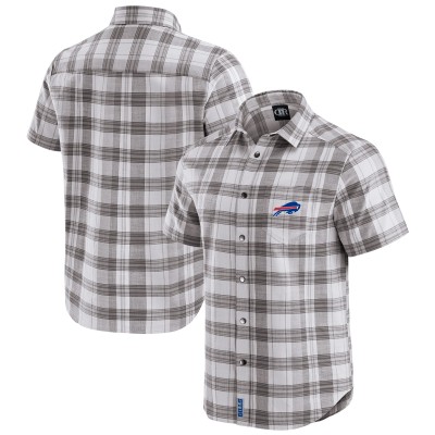 Рубашка с коротким рукавом на кнопках Buffalo Bills Darius Rucker Collection by Fanatics Gray Team Plaid