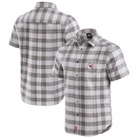 Kansas City Chiefs Darius Rucker Collection by Fanatics Gray Team Plaid Short Sleeve Full-Snap Shirt