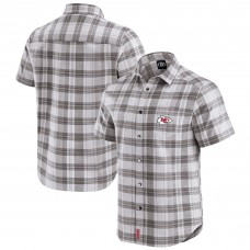 Kansas City Chiefs Darius Rucker Collection by Fanatics Gray Team Plaid Short Sleeve Full-Snap Shirt