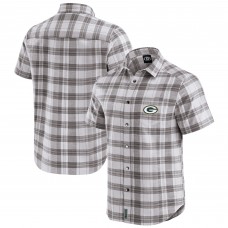Рубашка с коротким рукавом на кнопках Green Bay Packers Darius Rucker Collection by Fanatics Gray Team Plaid