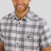 Рубашка с коротким рукавом на кнопках Green Bay Packers Darius Rucker Collection by Fanatics Gray Team Plaid