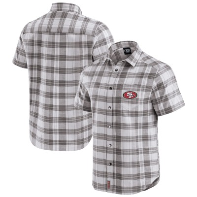 San Francisco 49ers Darius Rucker Collection by Fanatics Gray Team Plaid Short Sleeve Full-Snap Shirt