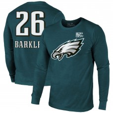 Футболка с длинным рукавом Saquon Barkley Philadelphia Eagles Majestic Threads Super Bowl LIX Player Name & Number Tri-Blend - Midnight Green