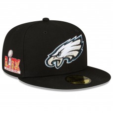 Бейсболка Philadelphia Eagles New Era Super Bowl LIX Side Patch 59FIFTY - Black