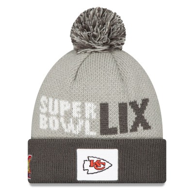 Шапка с помпоном Kansas City Chiefs New Era Super Bowl LIX Opening Night Knit - Gray
