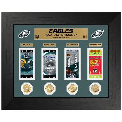 Philadelphia Eagles Highland Mint Super Bowl LIX 18 x 22 Road To The Championship Deluxe Ticket Gold Coin Photo Mint