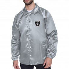 Las Vegas Raiders Starter Gray Retro Logo Raglan Coaches Full-Snap Jacket