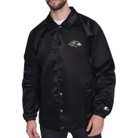 Куртка на кнопках Baltimore Ravens Starter Black Retro Logo Raglan Coaches