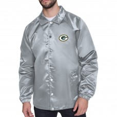 Куртка на кнопках Green Bay Packers Starter Gray Retro Logo Raglan Coaches