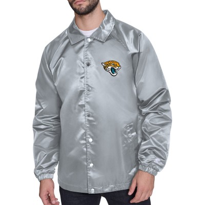 Jacksonville Jaguars Starter Gray Retro Logo Raglan Coaches Full-Snap Jacket