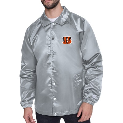 Cincinnati Bengals Starter Gray Retro Logo Raglan Coaches Full-Snap Jacket