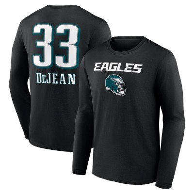 Футболка с длинным рукавом Cooper DeJean Philadelphia Eagles Team Wordmark Name & Number - Black
