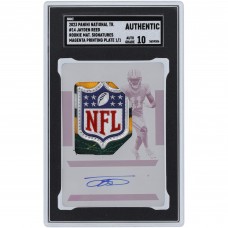 Jayden Reed Green Bay Packers Autographed 2023 Panini National Treasures Magenta Printing Plate NFL Shield RPA #14 #1/1 SGC Authenticated Auth/10 Rookie Card