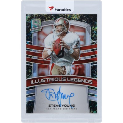 Steve Young San Francisco 49ers Autographed 2021 Panini Spectra Neon Splatter Prizm Illustrious Legends #ILS-SY #5/5 Card