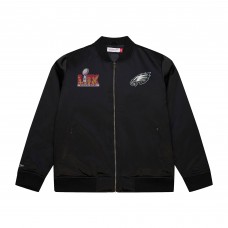 Бомбер Philadelphia Eagles Mitchell & Ness Super Bowl LIX Champions Team Logo Satin - Black