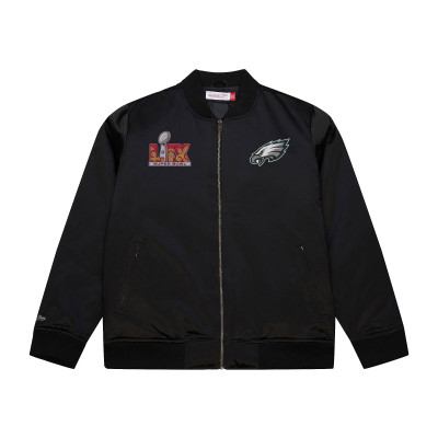 Бомбер Philadelphia Eagles Mitchell & Ness Super Bowl LIX Champions Team Logo Satin - Black