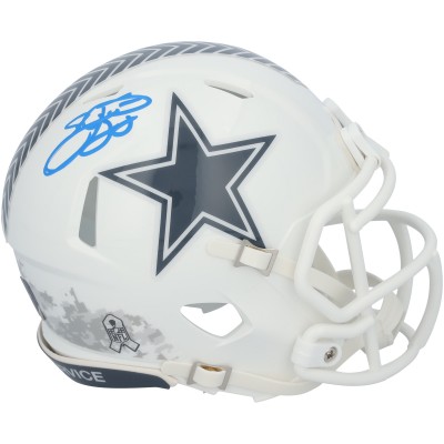 Emmitt Smith Dallas Cowboys Autographed Fanatics Authentic 2024 Salute To Service Riddell Speed Mini Helmet