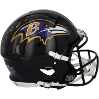 Ray Lewis Baltimore Ravens Autographed Fanatics Authentic Riddell Speed Authentic Helmet with HOF 18 Inscription