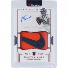 Marvin Mims Denver Broncos Autographed 2023 Panini National Treasures Nike Swoosh Patch Relic #CRPA-MMI #2/2 Rookie Card